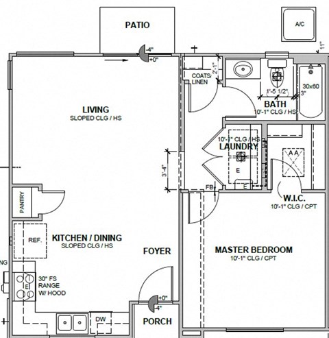 1-bedroom, 1-bathroom apartment